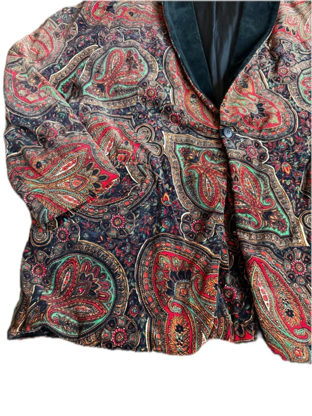 After Six by Rudofker Vintage Paisley Velvet Collar Blazer Jacket Size 44L Men's